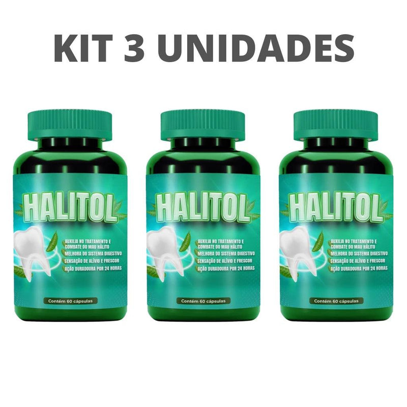 3 Potes de HÁLITOL 500 MG - Fim Do Mau Hálito - Paguei Barato