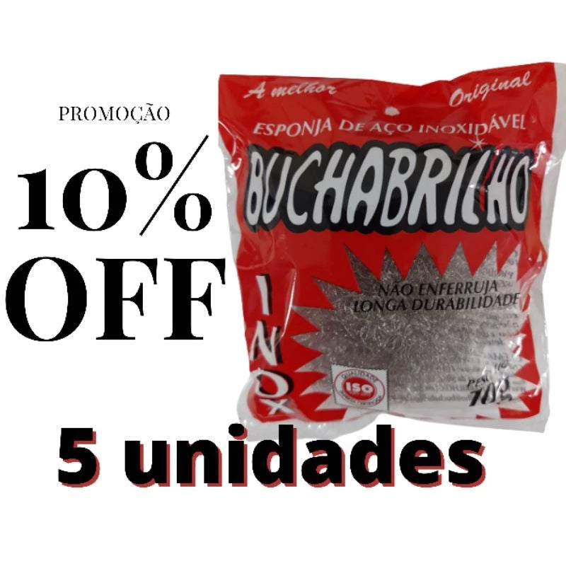 kit 5 Unidades Bucha Esponja de Aço Inoxidável