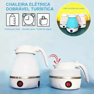 Chaleira Elétrica De Silicone Portátil Dobrável 600ml 110v - Paguei Barato