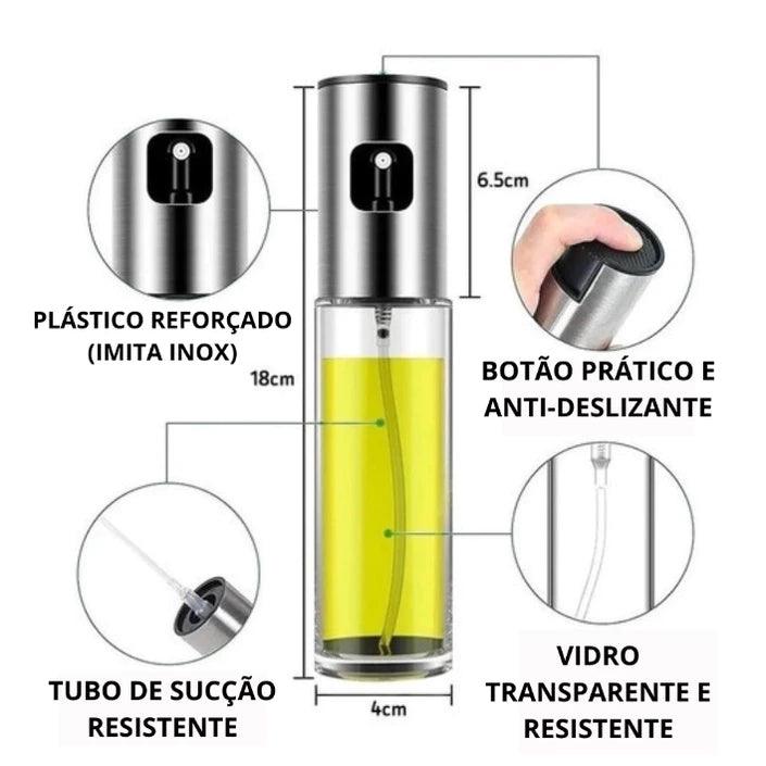 Spray de Azeite Borrifador Vidro INOX 100 ML - Paguei Barato