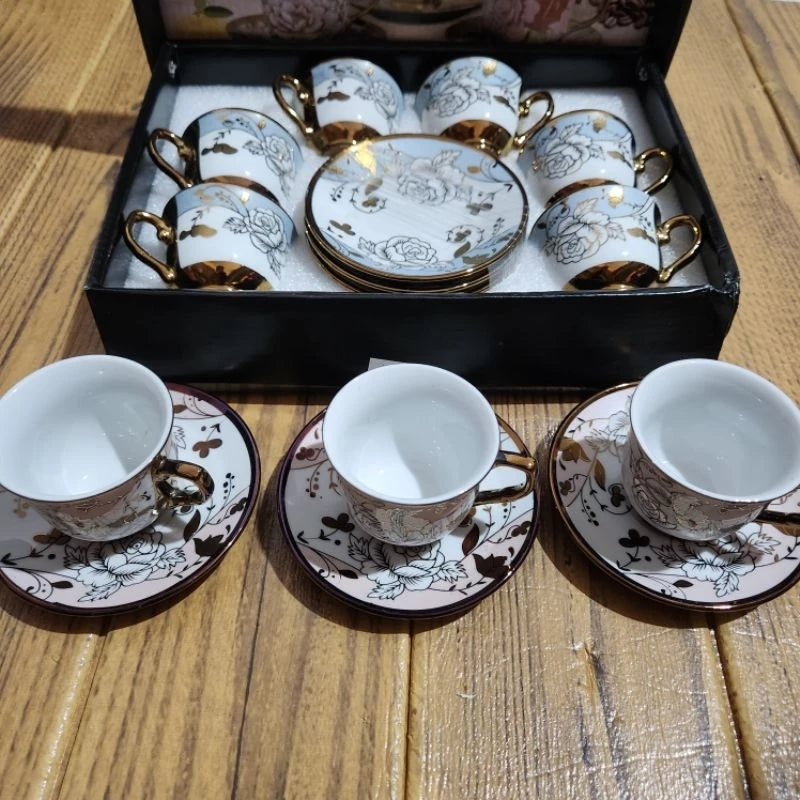 Xícara de Café kit com 12 peças de Cerâmica em Porcelana