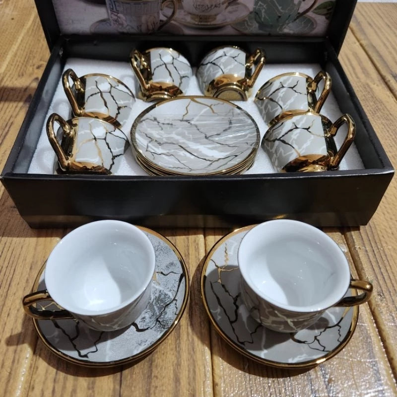 Xícara de Café kit com 12 peças de Cerâmica em Porcelana