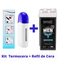 KIT Aparelho Aquecedor De Cera Quente Roll On + Refil De Cera Rolon + Papel