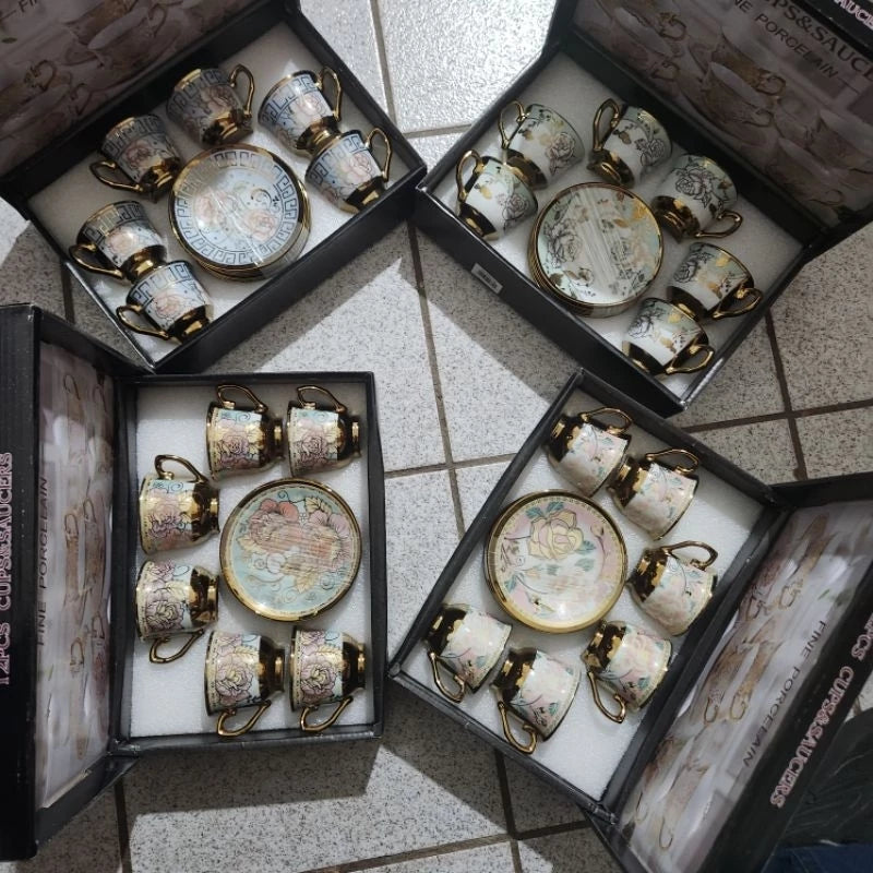 Xícara de Café kit com 12 peças de Cerâmica em Porcelana