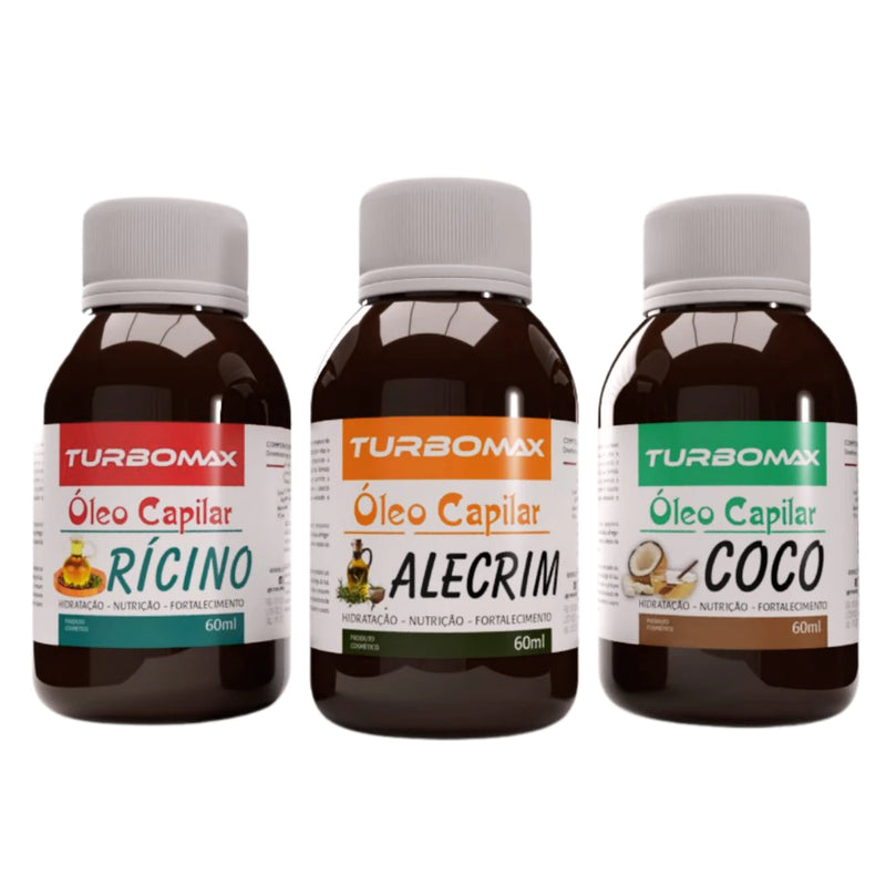 Kit 3 Óleos Capilar Rícino, Alecrim e Coco 60ml