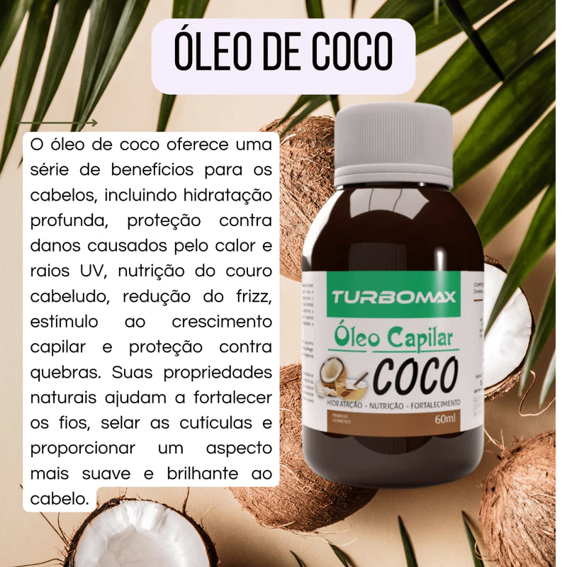 Kit 3 Óleos Capilar Rícino, Alecrim e Coco 60ml