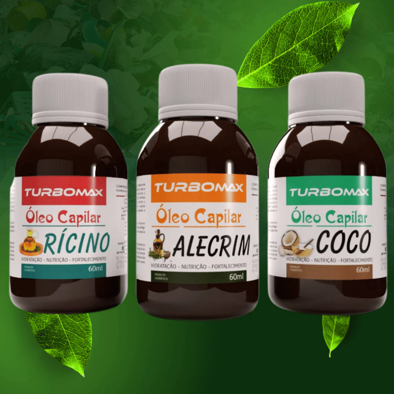 Kit 3 Óleos Capilar Rícino, Alecrim e Coco 60ml