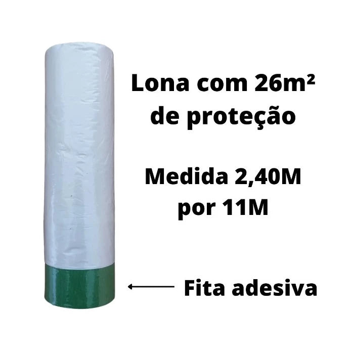 Lona Protetora Com Fita Adesiva Para Reforma, Construção e Pintura