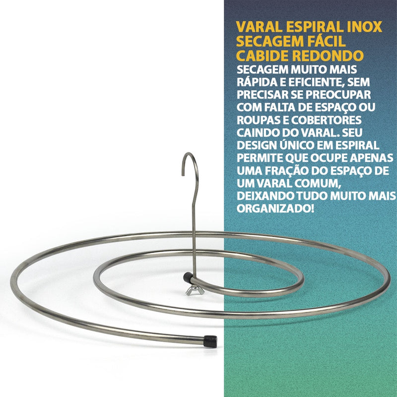 Varal Espiral Cabide Aço Inox Redondo - Paguei Barato