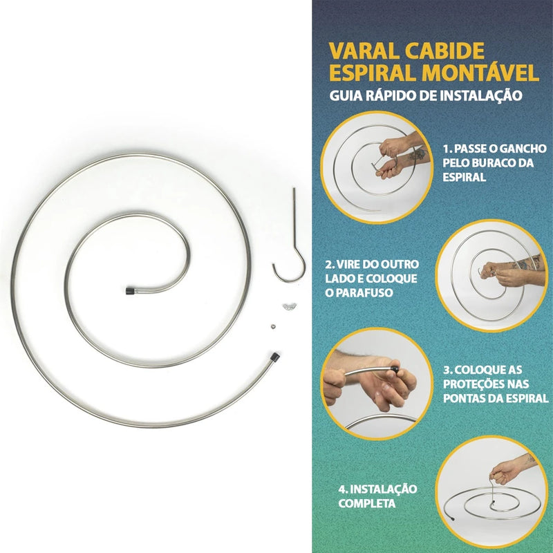 Varal Espiral Cabide Aço Inox Redondo - Paguei Barato